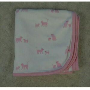 The Children's Place Kitty Cat Baby Blanket Pink White Thin Jersey Knit Swaddle